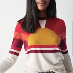 Faherty Red and Yellow Crew Neck Sweater